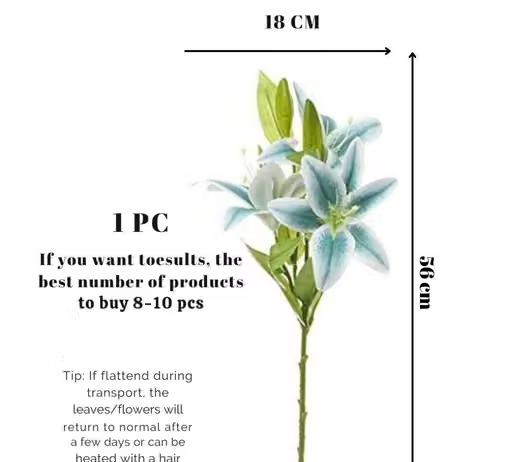 SATYAM KRAFT 3 Head Lily Artificial Flowers Sticks for for Gifting, Home Decor, Office, Bedroom, Living Room, Restaurant, Wedding, mandir, Outdoor Decoration, Window Display and Storefronts , Marriage Decoration (Without Vase Pot) (Yellow Pack of 1) - Image 3