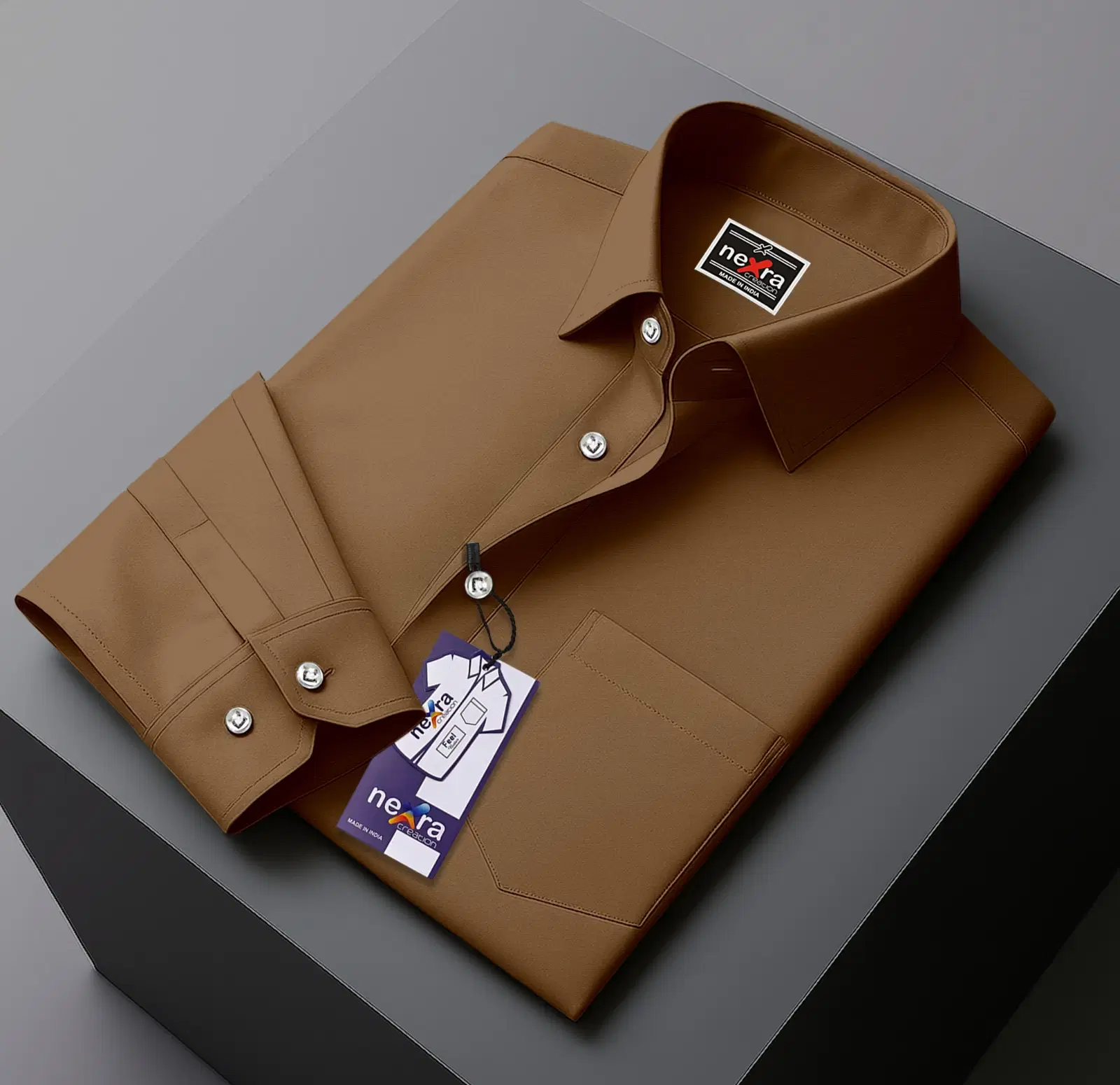 Nexra Creation 100% Cotton Regular Fit Self Design Full Sleeves Men's Casual Shirt - Coffee ( Pack of 1 )