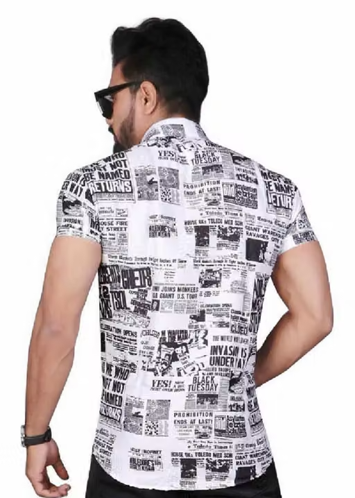 MENS HALF SLEEVE LYCRA SHIRT Men's Shirts || Tropical Printed Shirts for Men || Summer Wear Shirt for Men || Perfect for Outing || Vacation || DateWear Shirt for Boys || printed shirt||solid striped shirt||floralprinted shirt||trendyshirt||shirt for men - Image 2