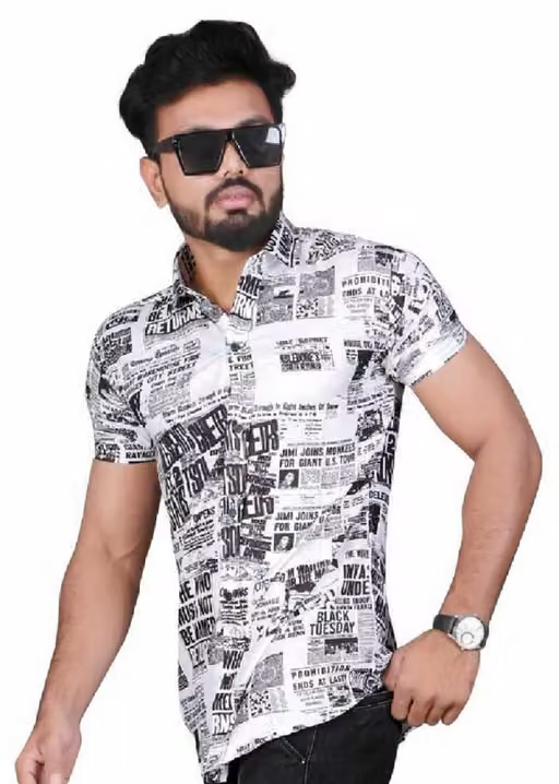 MENS HALF SLEEVE LYCRA SHIRT Men's Shirts || Tropical Printed Shirts for Men || Summer Wear Shirt for Men || Perfect for Outing || Vacation || DateWear Shirt for Boys || printed shirt||solid striped shirt||floralprinted shirt||trendyshirt||shirt for men - Image 3