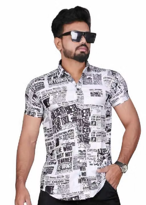 MENS HALF SLEEVE LYCRA SHIRT Men's Shirts || Tropical Printed Shirts for Men || Summer Wear Shirt for Men || Perfect for Outing || Vacation || DateWear Shirt for Boys || printed shirt||solid striped shirt||floralprinted shirt||trendyshirt||shirt for men - Image 4