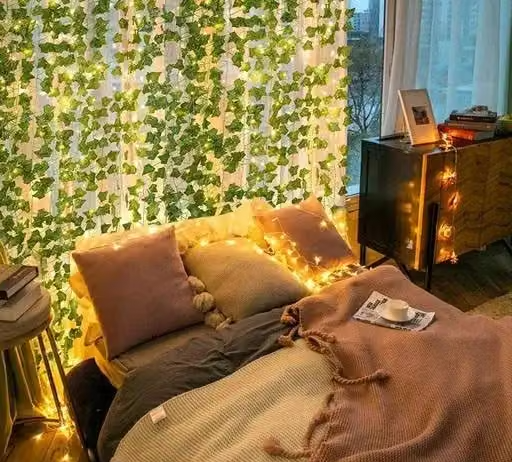 7Feet Money Plant Home Décor String Lights | Battery Operated Waterproof Lights | Vine Garland Hanging for Wall, Bedroom, Window, Wedding, Festival, Party ( Warm White) - Image 2