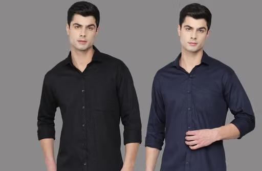 johny hills Mens Causal|Formal shirt|cotton blend|Combo{Pack of 2}
