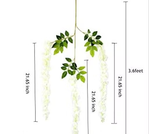 Creativo (Pack of 12) Artificial Hanging Wisteria Flower Vine| Hanging Silk Wisteria Orchid Flower Strings for Wedding Party, Garden Outdoor, Greenery, Wall Decoration (6 Pink + 6 White =12 Pcs) - Image 3
