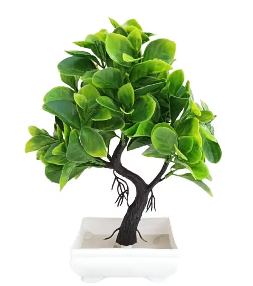 NN Globe Artificial Bonsai Plant/ Tree with White Pot for Center Table Office Home Decor Indoor Living Room