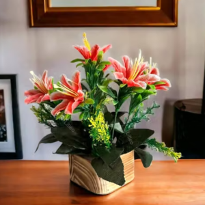Litleo great for home office git , wooden pot lil flower
