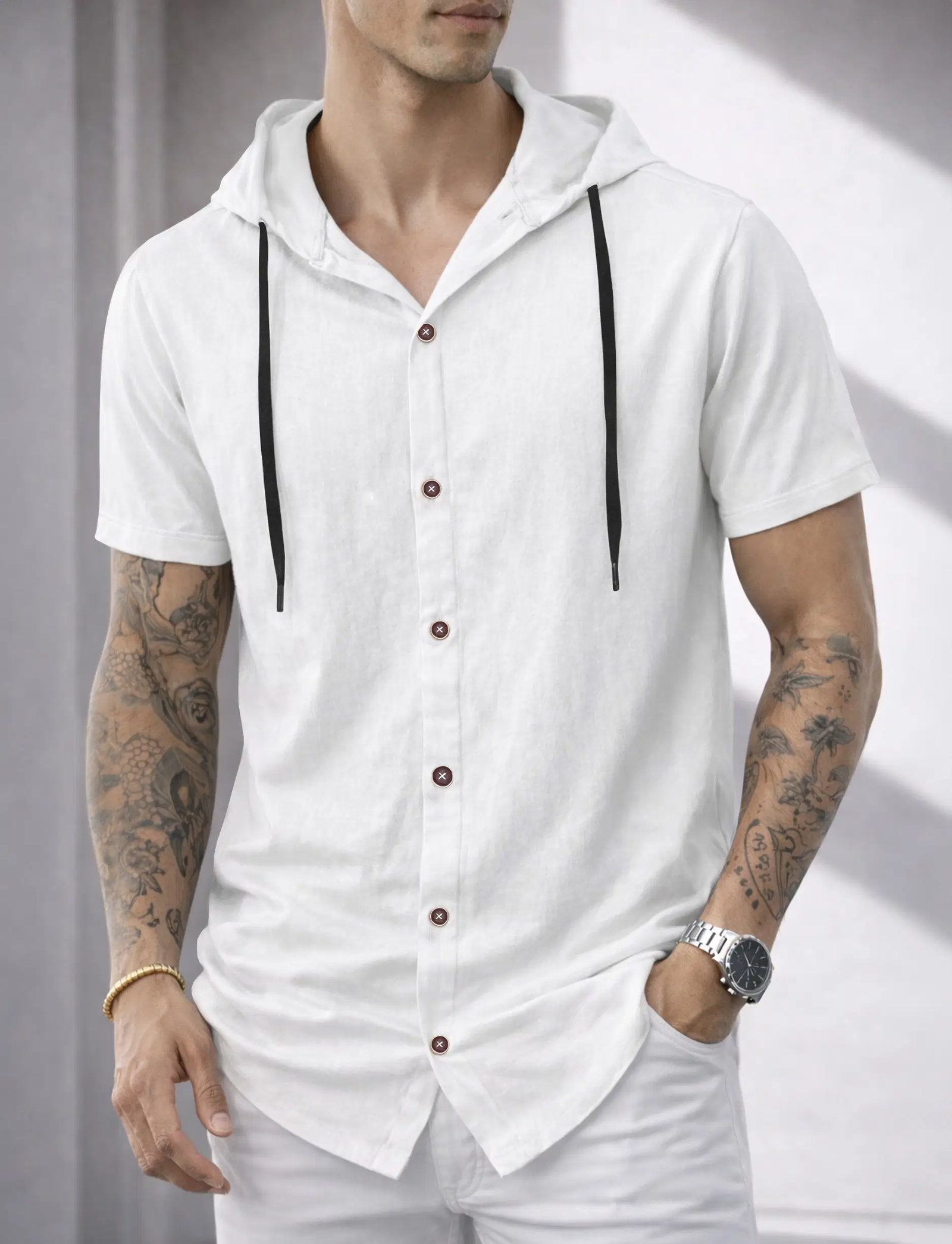 Eyebogler Cotton Blend Regular Fit Solids Half Sleeves Men's Casual Shirt - White ( Pack of 1 )