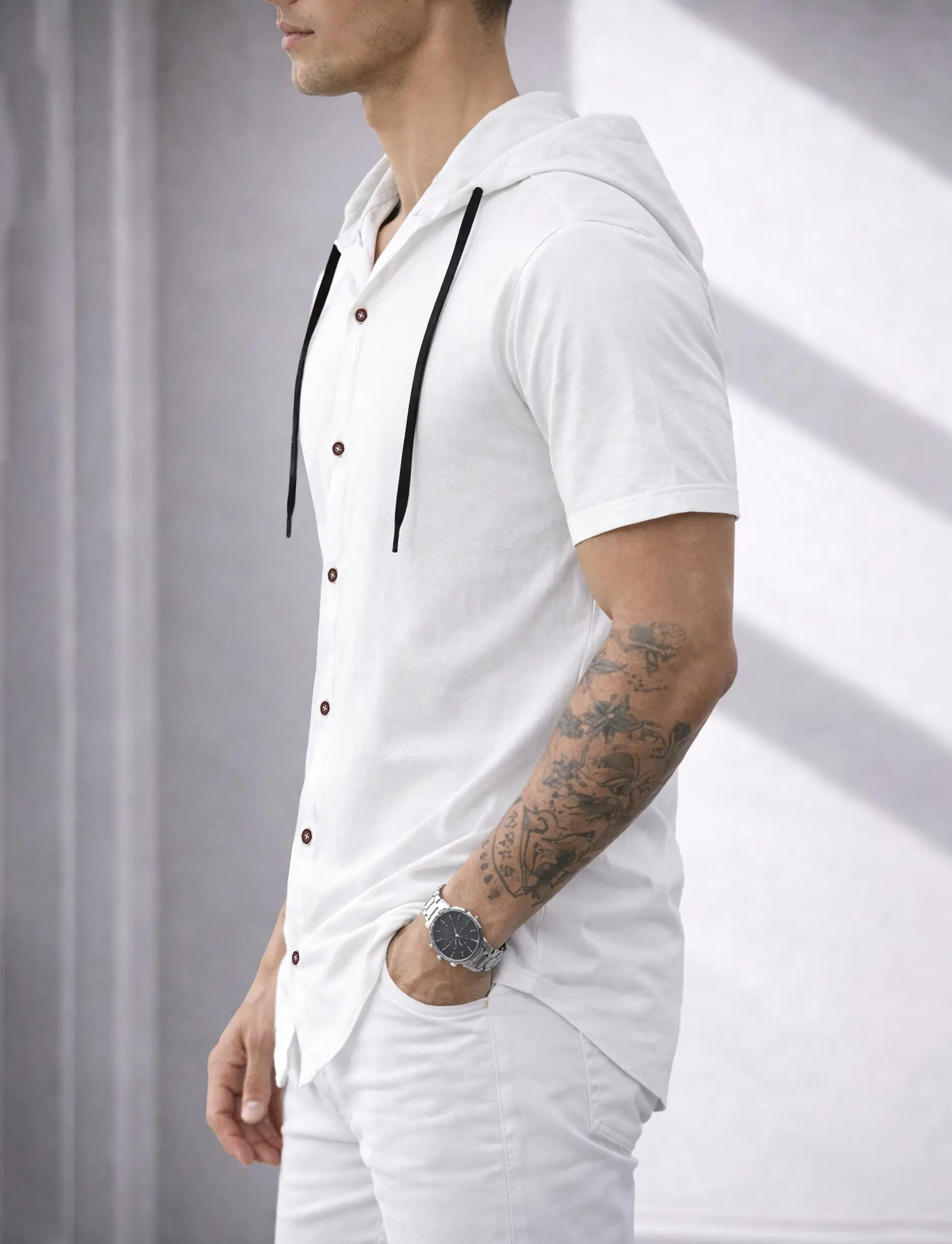 Eyebogler Cotton Blend Regular Fit Solids Half Sleeves Men's Casual Shirt - White ( Pack of 1 ) - Image 3