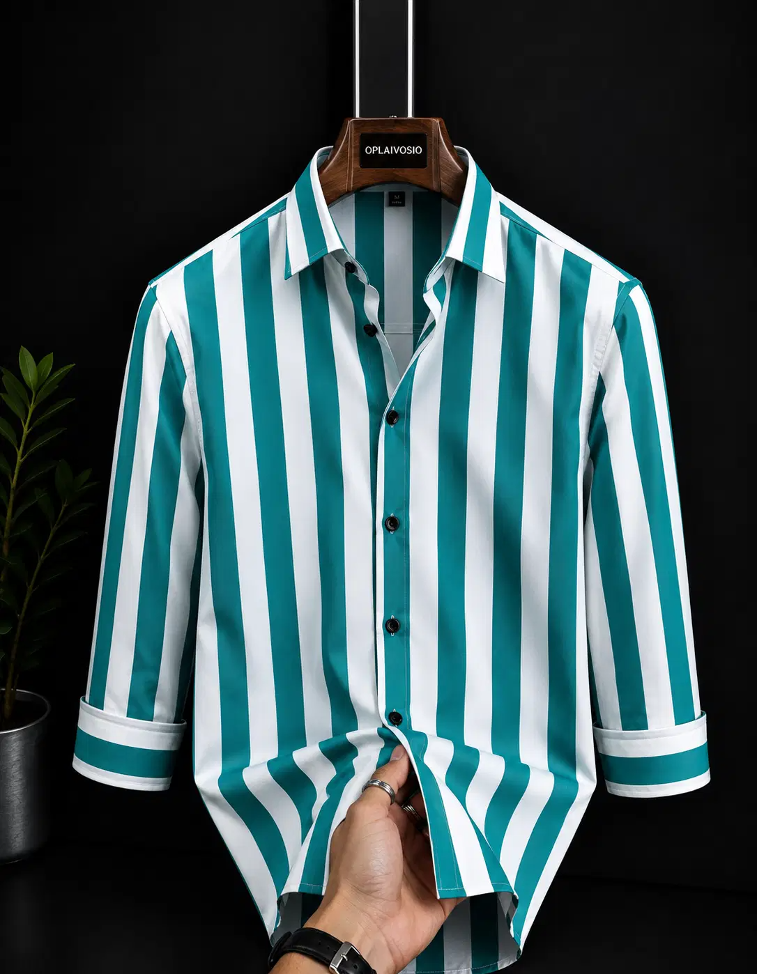 Cotton Blend Regular Fit Striped Full Sleeves Men's Casual Shirt - Green ( Pack of 1 )