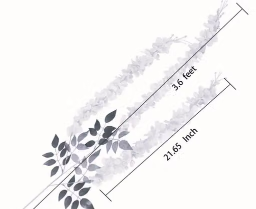 Artificial Flower Wisteria Hanging Vine for Home Decoration Flowers Decor Items Decorative Bunch Creepers Garlands Leaves Wedding Room, 110 CM (White, 6 Pieces) - Image 2