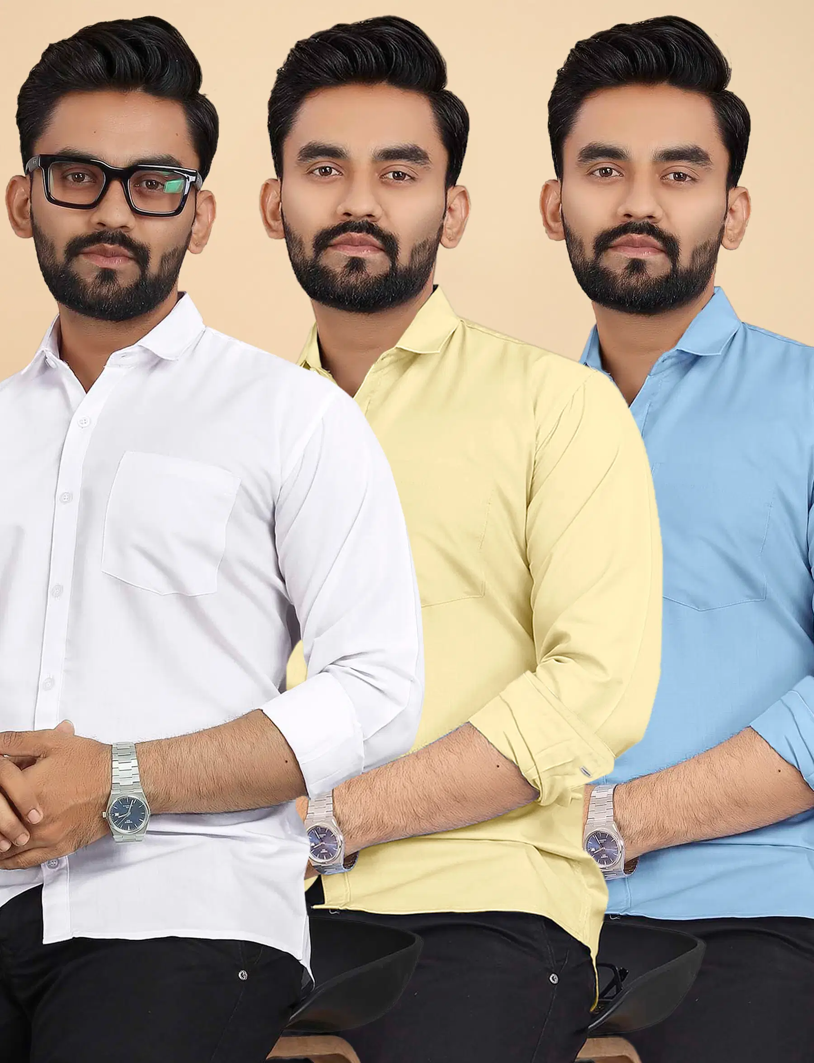 Cotton Regular Fit Full Sleeves Men's Formal Shirt - Multicolor 13 ( Pack of 3 )