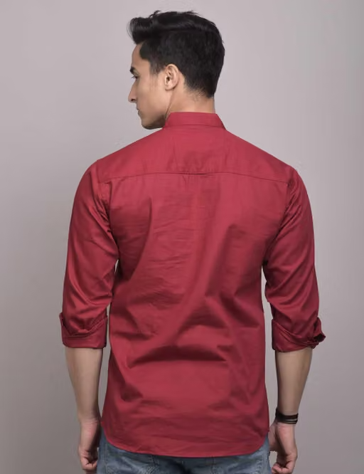 Men Solid Pure Cotton Shirt - Image 2