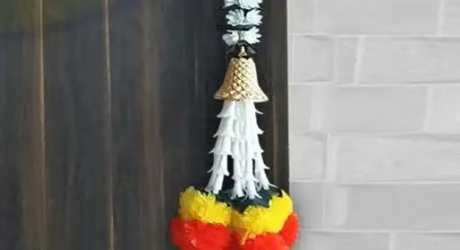 Artificial Marigold Fluffy Flower Garlands Full Size Ghanti Door toran (Orange and Yellow) Set Best Quality Door hangings for Decoration - Image 3