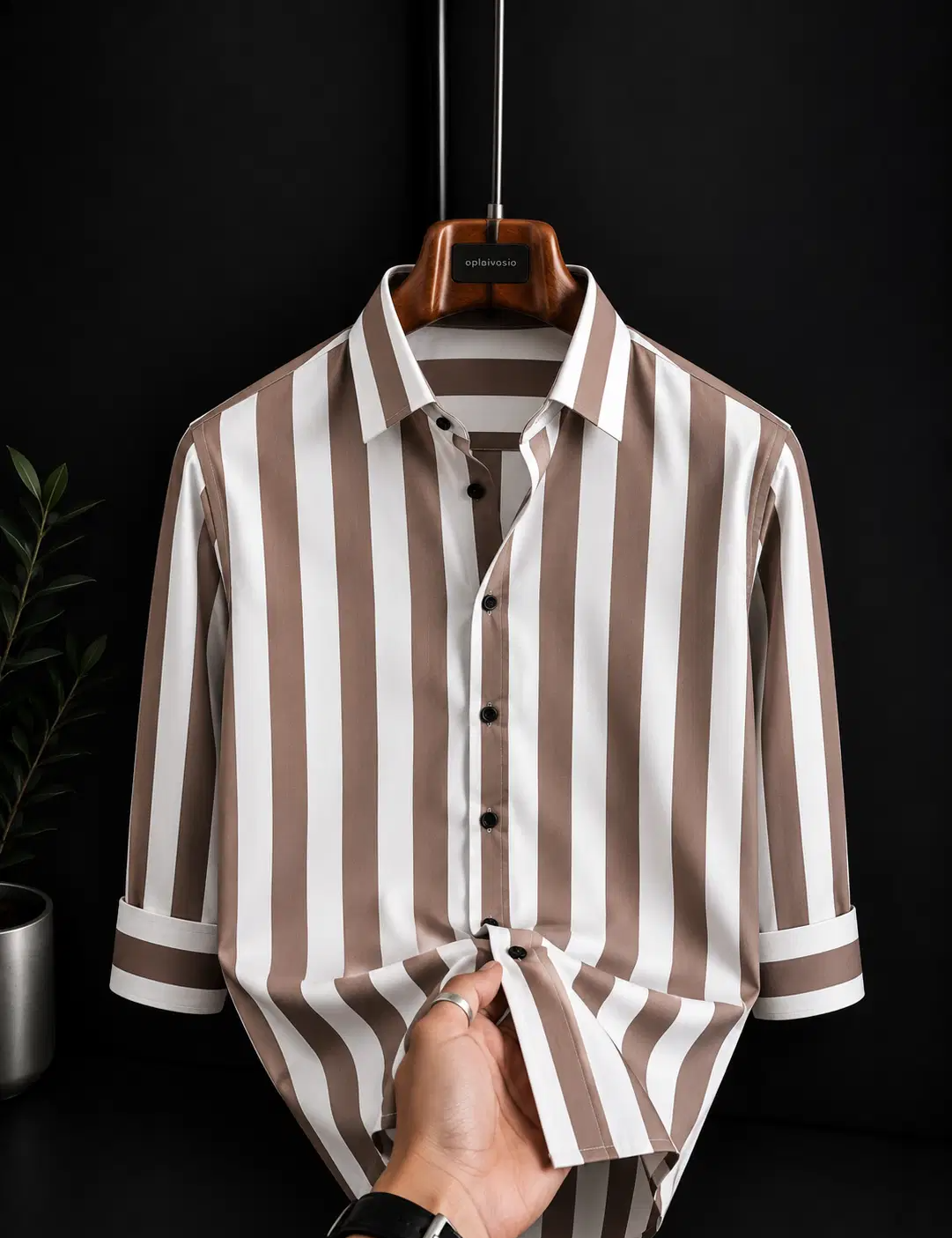 Cotton Blend Regular Fit Striped Full Sleeves Men's Casual Shirt - Brown ( Pack of 1 )