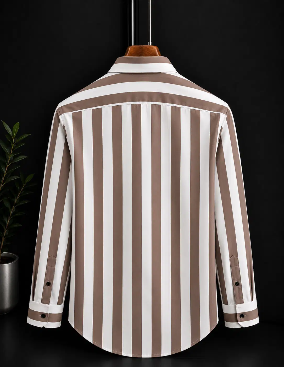 Cotton Blend Regular Fit Striped Full Sleeves Men's Casual Shirt - Brown ( Pack of 1 ) - Image 2