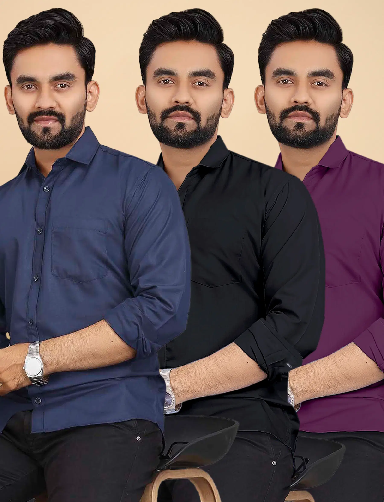 Cotton Regular Fit Full Sleeves Men's Formal Shirt - Multicolor 7 ( Pack of 3 )