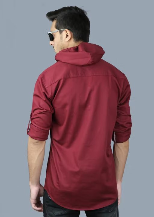 Mens Cotton Hooded Fancy Shirt - Image 4