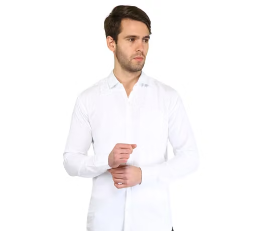 Youth First Men's Solid Spread Collar White Shirts
