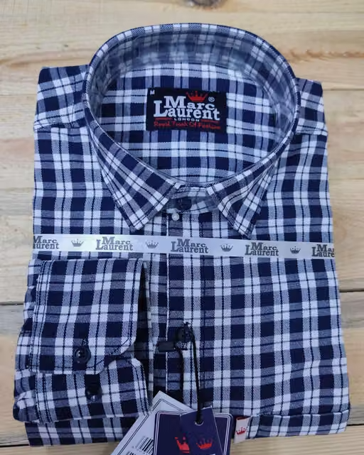 Elegance Men's Branded Cotton Check Shirt, Single Pocket, Full sleeves.