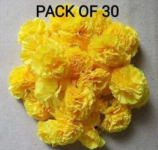 Artificial Loose Carnation Flower (Yellow) -Pack of 30 Pieces - Image 3