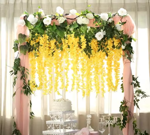 MellowStar Artificial Hanging Dense Wisteria Flower Vine Leaves for Decoration or Hanging Flowers for Home,office,garden, festivale decoration Pack Of 7 - Image 4