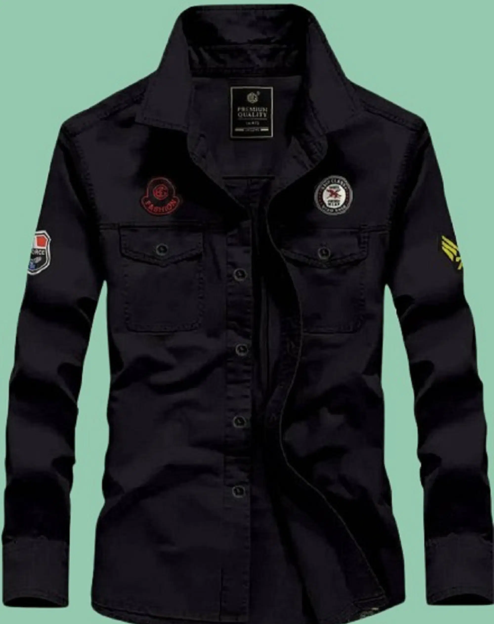 Cotton Blend Regular Fit Embroidered Full Sleeves Men's Casual Shirt - Black ( Pack of 1 )