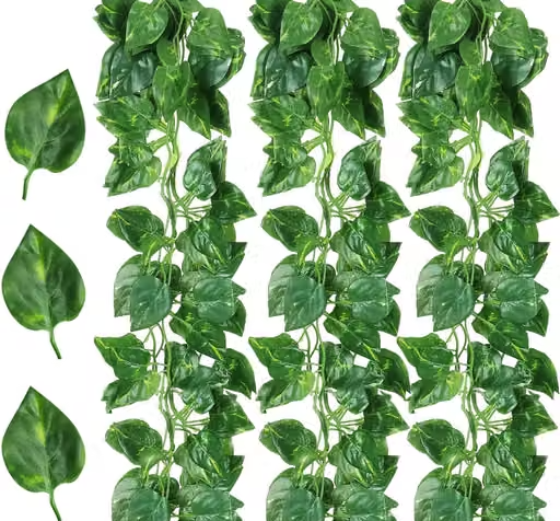 Daissy Raise Artificial Greenery Vines - Pack of 12 Money Plant Decorative Hanging Leaf Garlands for Home, Garden, and Wall Decor | Wall Decor Greenery | Fake Ivy Vines | Artificial Leaf Strings | Indoor Plant Decoration | Party Backdrop Leaves | Green Vines for Events | Hanging Ivy Decor - Image 3