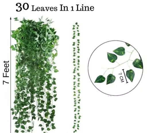 Daissy Raise Artificial Greenery Vines - Pack of 12 Money Plant Decorative Hanging Leaf Garlands for Home, Garden, and Wall Decor | Wall Decor Greenery | Fake Ivy Vines | Artificial Leaf Strings | Indoor Plant Decoration | Party Backdrop Leaves | Green Vines for Events | Hanging Ivy Decor - Image 4