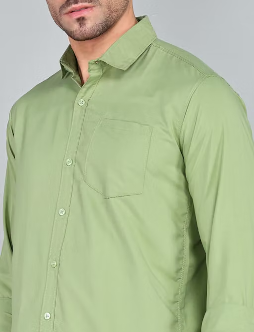 Youth First Men's Solid Spread Collar Mint Green Shirts