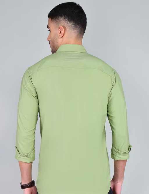 Youth First Men's Solid Spread Collar Mint Green Shirts - Image 2