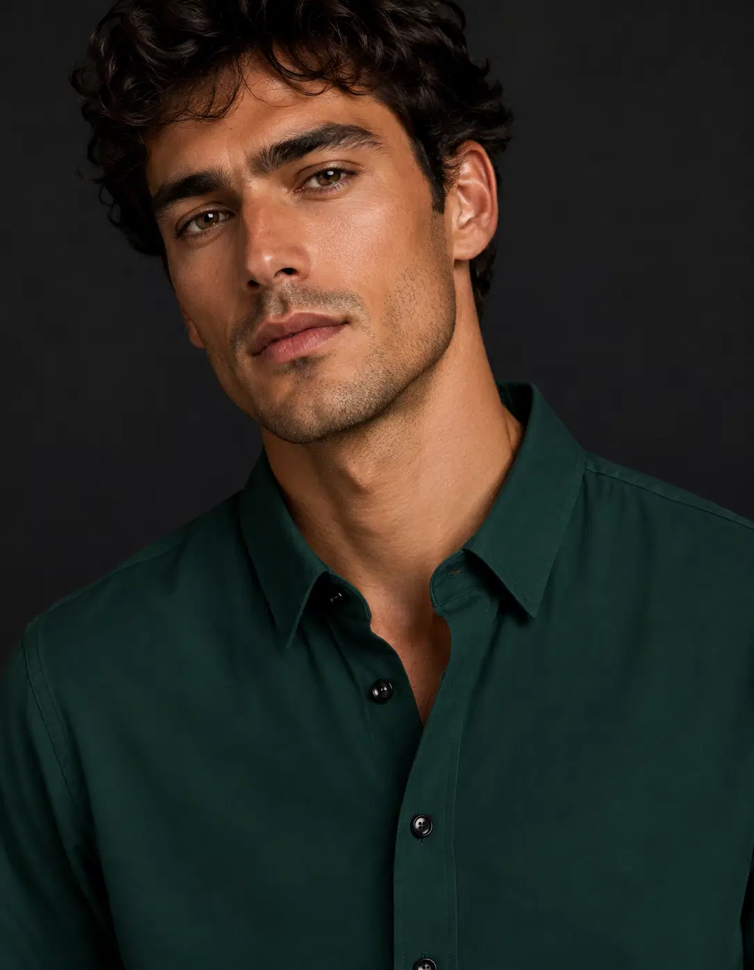 Cotton Blend Regular Fit Solids Full Sleeves Men's Casual Shirt - Green ( Pack of 1 ) - Image 2