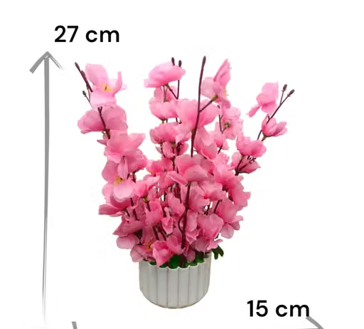 Artificial Cherry Blossom Flowers With Plastic Pot Home Decoration Living Room Office Side table (27.5 Cm Height) - Image 2