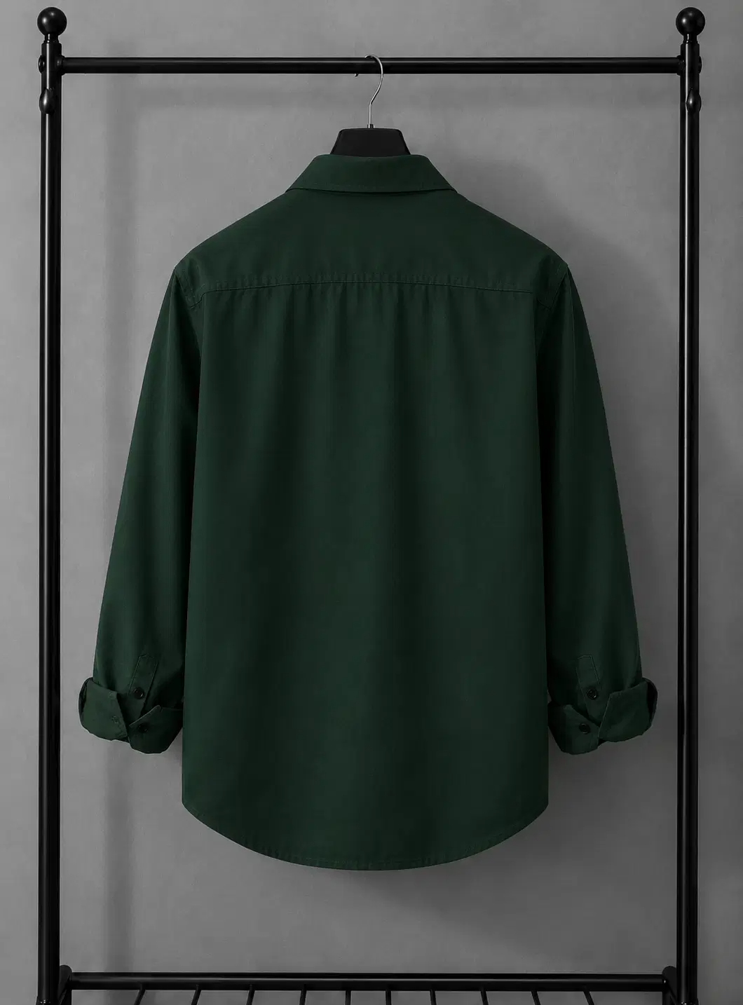 Cotton Blend Regular Fit Solids Full Sleeves Men's Casual Shirt - Green ( Pack of 1 ) - Image 3