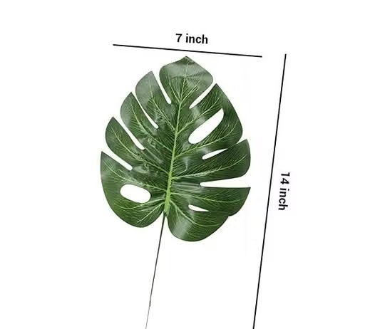 Plastic 10 Pcs Artificial Monstera Plant Leaves Flowers For Home Decor Living Room Vase Office Balcony Table Birthday Anniversary Wedding Decoration Items (35.56 X 17.78 Cm, - Image 4