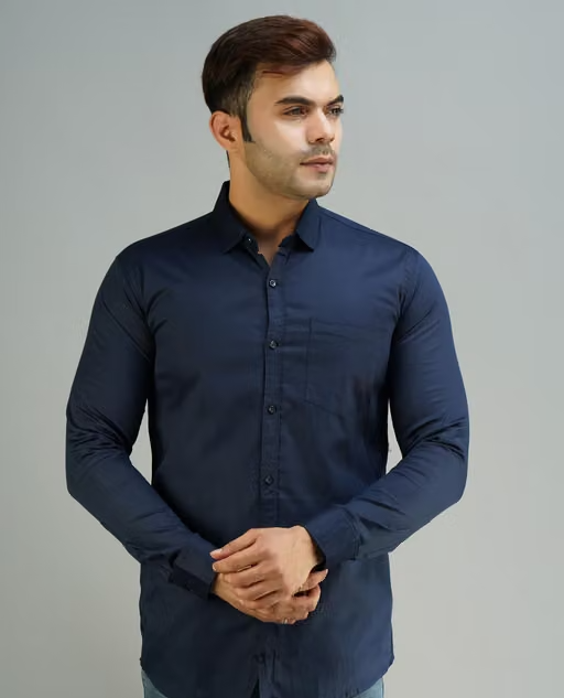 Youth First Men's Solid Spread Collar Navy Blue Shirts Pack 2 - Image 3