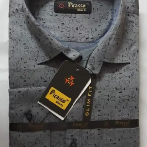 Picasso Grey Printed Men's Shirt
