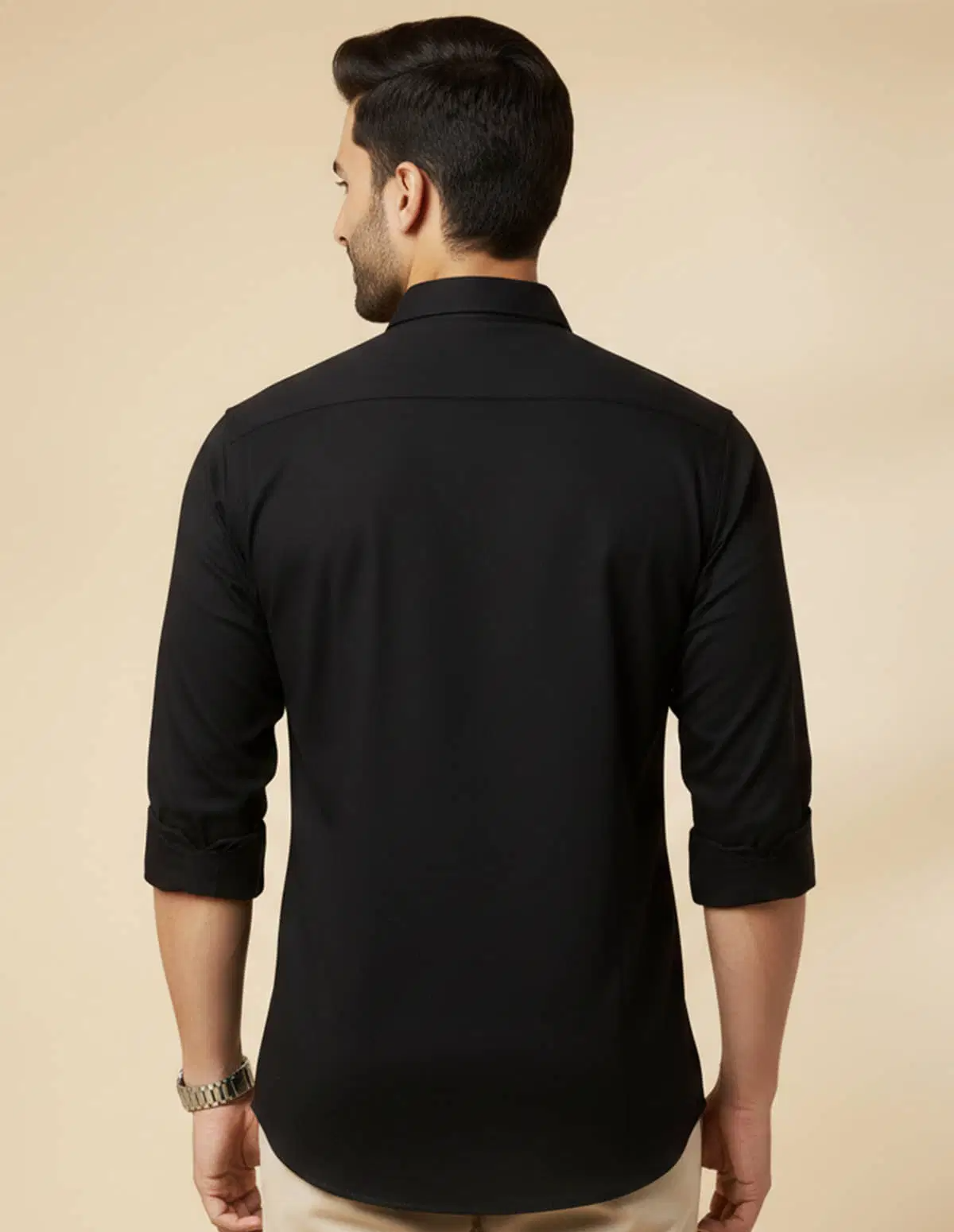 color bucket 100% Cotton Regular Fit Solids Full Sleeves Men's Casual Shirt - Black ( Pack of 1 ) - Image 2