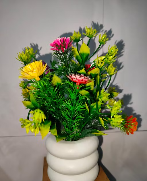 Artificial Flower Multicolor With Pot For Home ,Office And Garden Decor Pack of 5 - Image 2