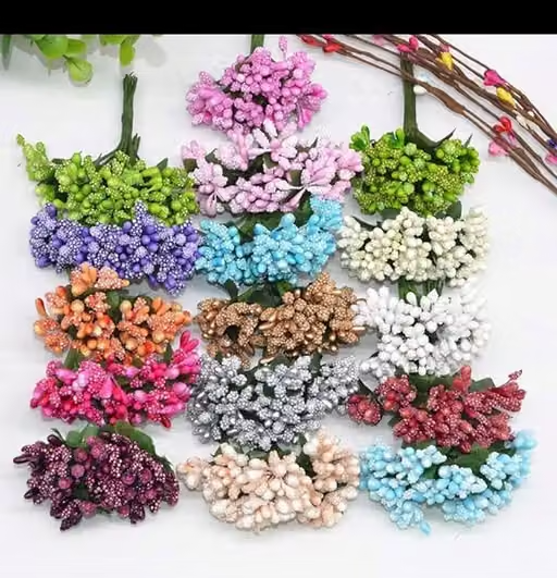 PARTY STUFF Pollen Flowers ( Multy colour,72 Piece) Jewellery, Tiara Making hair accessories Artificial Plant, Flower and Shrubs