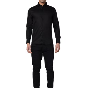 MEN'S SOLID BLACK SLIM FIT SHIRT