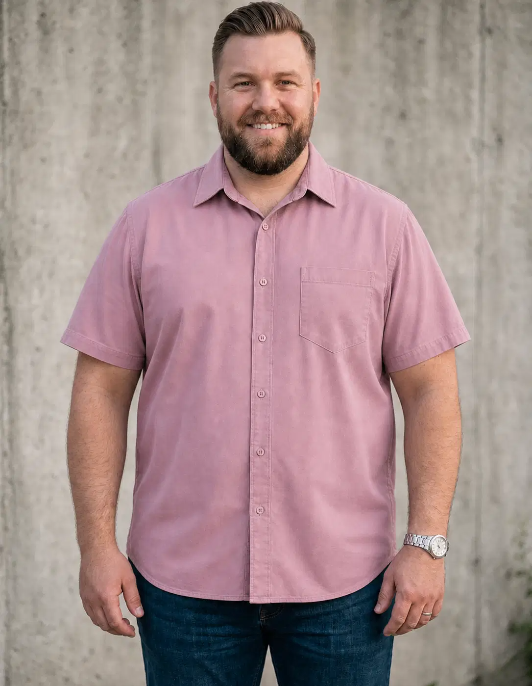Cotton Blend Regular Fit Solids Half Sleeves Men's Casual Shirt - Dusty Pink ( Pack of 1 )