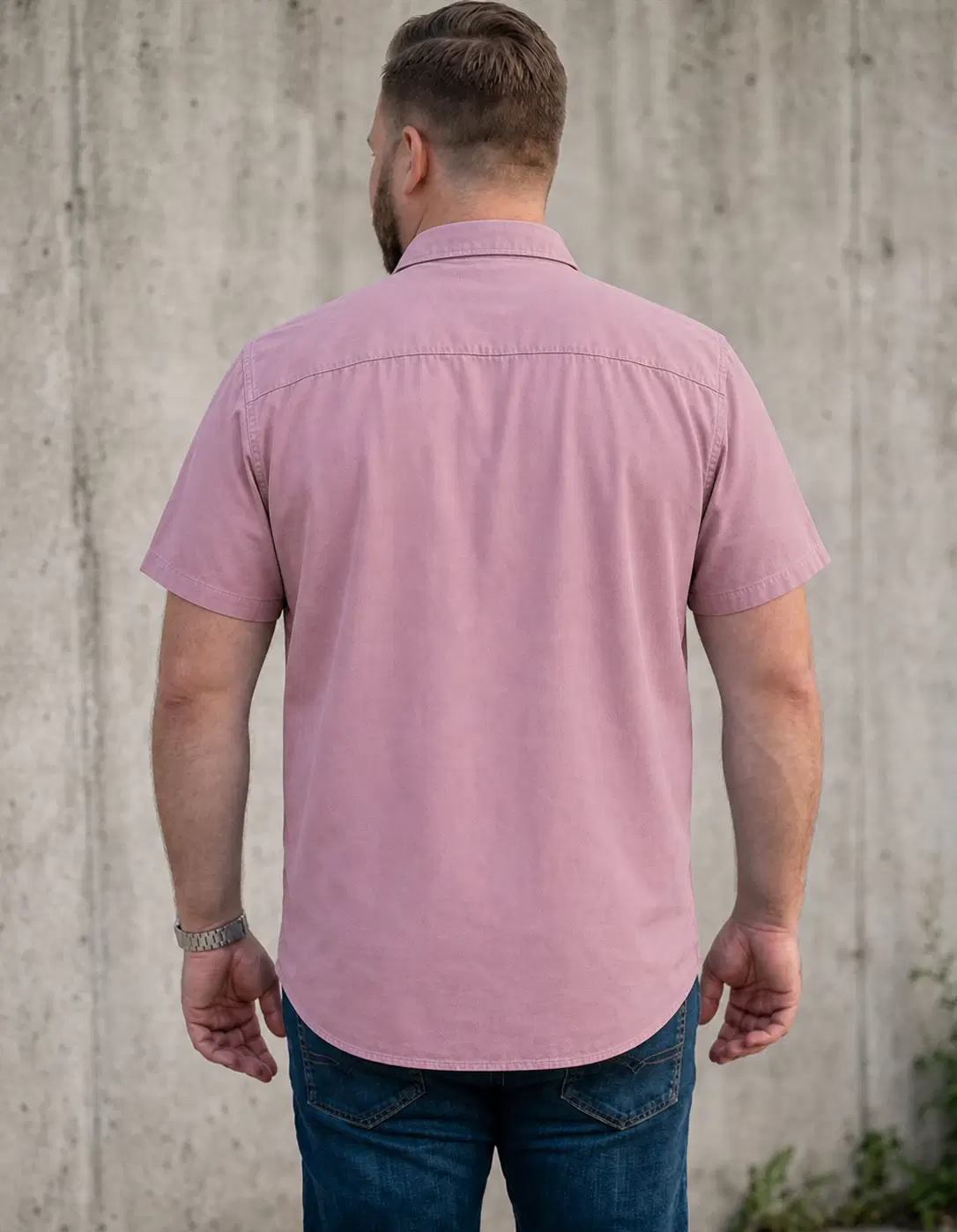 Cotton Blend Regular Fit Solids Half Sleeves Men's Casual Shirt - Dusty Pink ( Pack of 1 ) - Image 2
