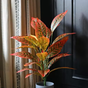 Vibrant Artificial Croton Plant 26 Leaves for Home DÃ©cor | Lifelike Tropical Leaf Arrangement | Faux plant for home | Decorative plant arrangement | Realistic tropical leaves | Lifelike croton leaf | Indoor plant dÃ©cor | Artificial greenery | Leafy home dÃ©cor