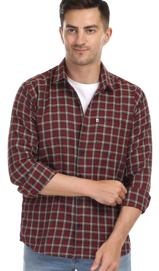 Urbane Cotton check shirt, Pocket, Full sleeves, Comfortable in all weather and Best Fitting. Cotton Shirts for Men, Casual Shirt, Shirts for Men, Trending Shirt for Men, Men Shirt new Collection, Cotton check shirt, shirts for men full cotton, Casual Shirts for Men, Branded Shirts for Men--Maroon - Image 2