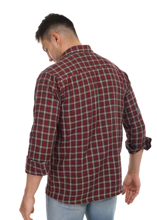 Urbane Cotton check shirt, Pocket, Full sleeves, Comfortable in all weather and Best Fitting. Cotton Shirts for Men, Casual Shirt, Shirts for Men, Trending Shirt for Men, Men Shirt new Collection, Cotton check shirt, shirts for men full cotton, Casual Shirts for Men, Branded Shirts for Men--Maroon - Image 3