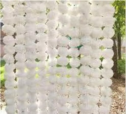 WELL ART GALLERY Artificial Marigold Fluffy Flowers And Hanging Bells Torans ( White, Pack Of 5 Strings,5 ft Each )