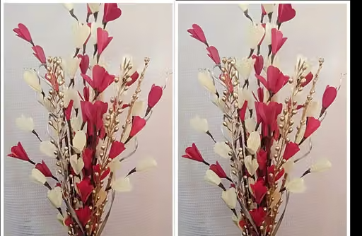Set of 2 Beautiful Handmade Bouquet / 48 cm / Made From Dried Plant Parts, Sticks / Red and White