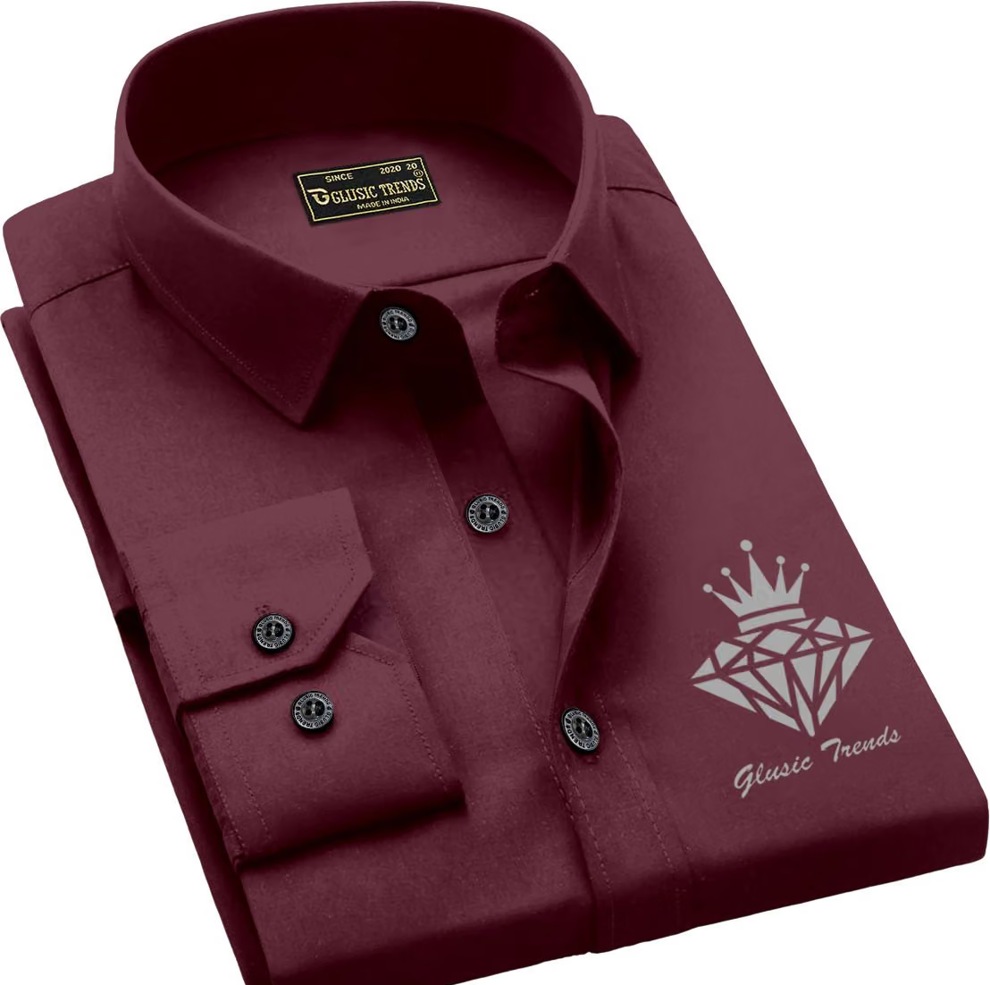 glusic trends Cotton Blend Regular Fit Printed Full Sleeves Men's Casual Shirt - Maroon ( Pack of 1 )