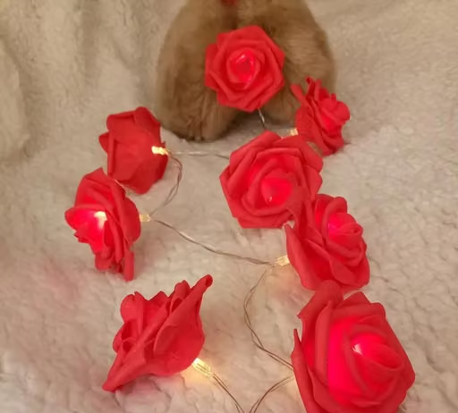 Itspana Pack of 1 Red Rose Flower Fairy String Lights 14 LED 3 Meter Series Lights for Festivals and Home Decor Indoor and Outdoor Decoration Light for Festival Special Ganesh Chaturthi and All Beautiful Flower Light for Diwali and Christmas Festival and Wedding Party (14 LED)
