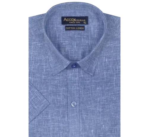 ACCOX Men's Cotton Linen Half Sleeves Formal Regular Fit Shirt